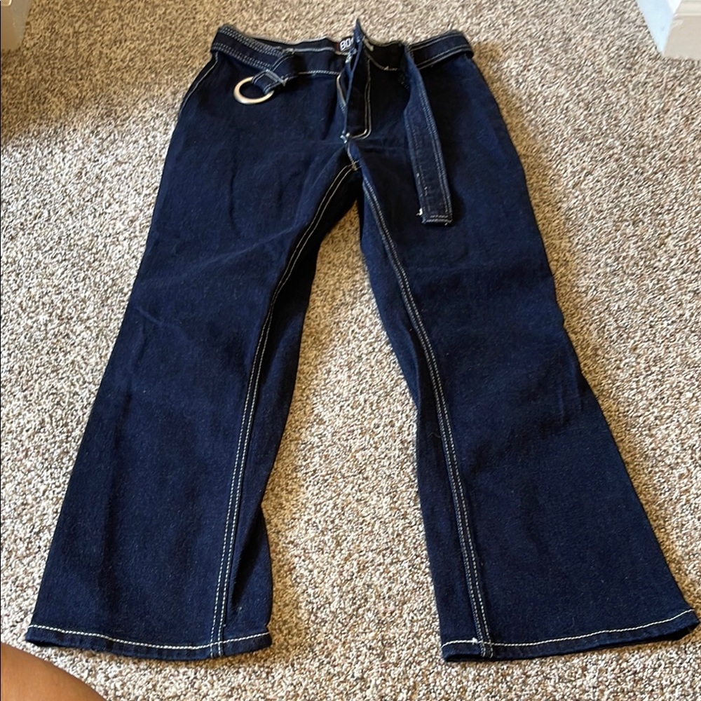Dark Blue Denim Pants with Belt